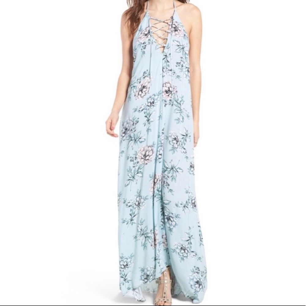 Show Me Your Mumu Logan Lace Up Floral Maxi Dress